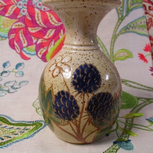 VTG 1970&#39;s Studio Pottery Vase Signed SY (STY) Painted Glazed Relief of Blackberries - Vey Nice