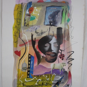 Roy Henry Alexander Gover Original Gemälde &quot;Maurice&quot; Mai 2001 Aquarell, Gesso, Collage, Tusche