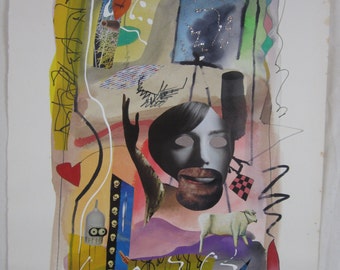 Roy Henry Alexander Gover Original Painting "Maurice" May 2001 Watercolor, Gesso, Collage, Ink