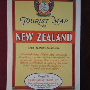 SELTENE 1946 Eine Touristen Karte von Neuseeland ausgestellt von der New Sealand Goverment Department of Tourist & Health Resorts - sehr gut