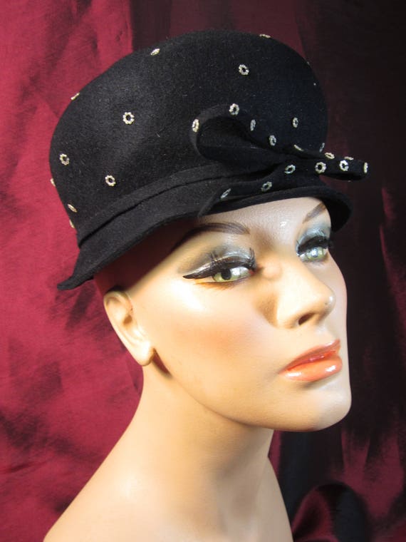 VTG 1940s Black Felt Womens Hat from Evelynvaron … - image 6