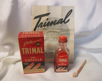 Original  1950's "Trimal for Cuticle" Boxed Cuticle Kit from J. W. Marrow's - Very Good Condition