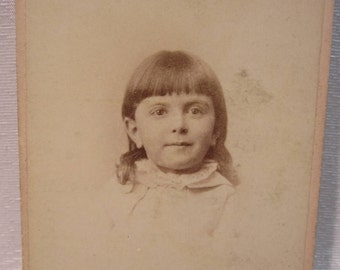 VTG 1900 Victorian Cabinet Card from White Studio of Little Girl in Sepia