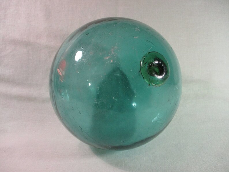 Large Antique Japanese Green Glass Fishing Float Ball 37 Etsy