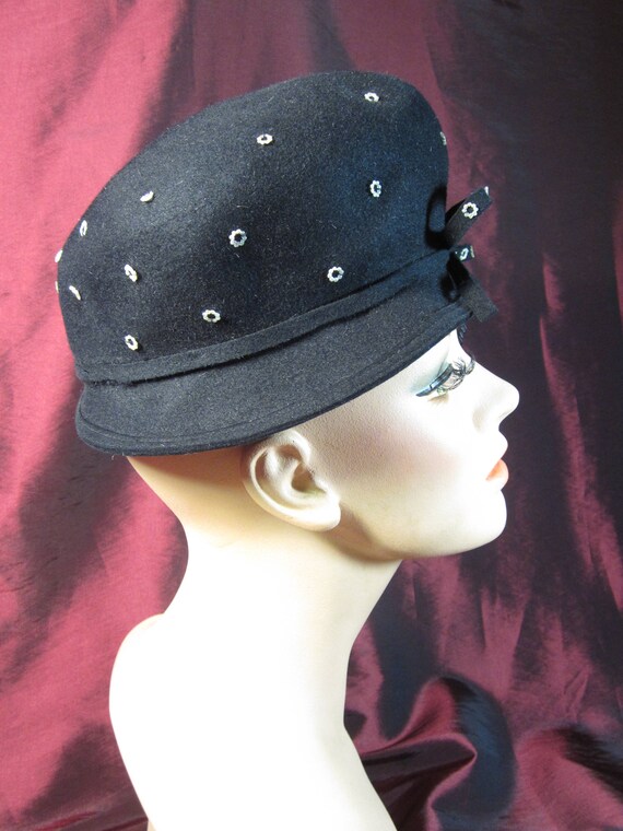 VTG 1940s Black Felt Womens Hat from Evelynvaron … - image 5
