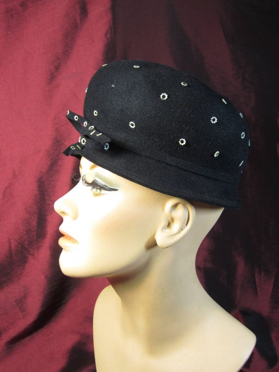 VTG 1940s Black Felt Womens Hat from Evelynvaron … - image 2