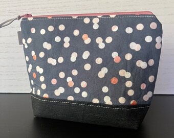 Rose Gold Dots Small Zipper Pouch | Project Bag | Sock Sac | Yarn | Knitting | Accessories Bag | Travel Bag | Notions Pouch | 1 Skein