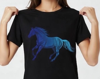Koszulka z nadrukiem Blue Horse Running Horse Tee Stallion Graphic Shirt