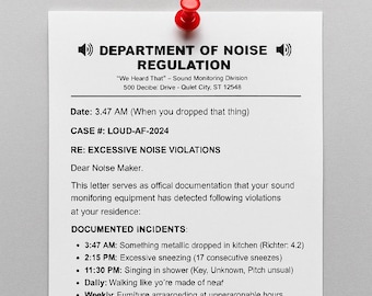 Funny Gag Mail: Noise Violation Parody Letter