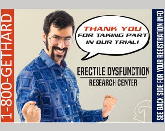 Erectile Dysfunction Research Gag Postcard: Funny Prank Mail Gift