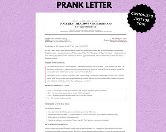Fake Noise Complaint Letter – Anonymous Prank Mail Service Gag
