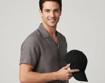 Black Suede Leather Baseball Cap | Unisex Adjustable Handmade Casual Hat