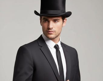 Zwarte zijden handgemaakte hoge hoed klassieke Victoriaanse steampunkstijl voor uniseks