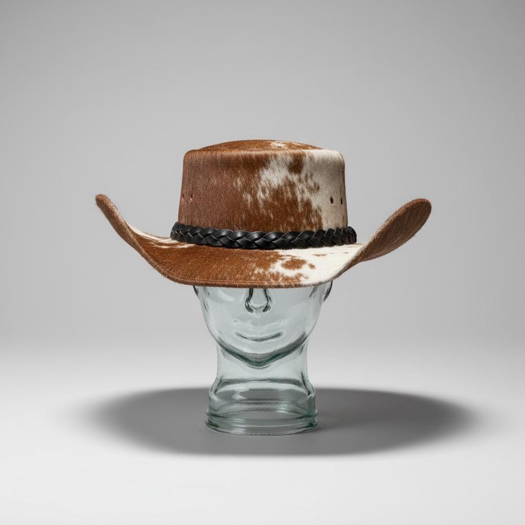 Handmade Cowhide Leather Cowboy Hat – Light Brown Western  display picture 1