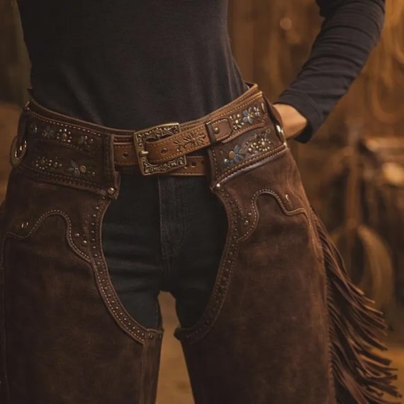 Handmade Western Cowgirl Fringe Leather Chaps for Women – Rodeo  Ranch Wear
