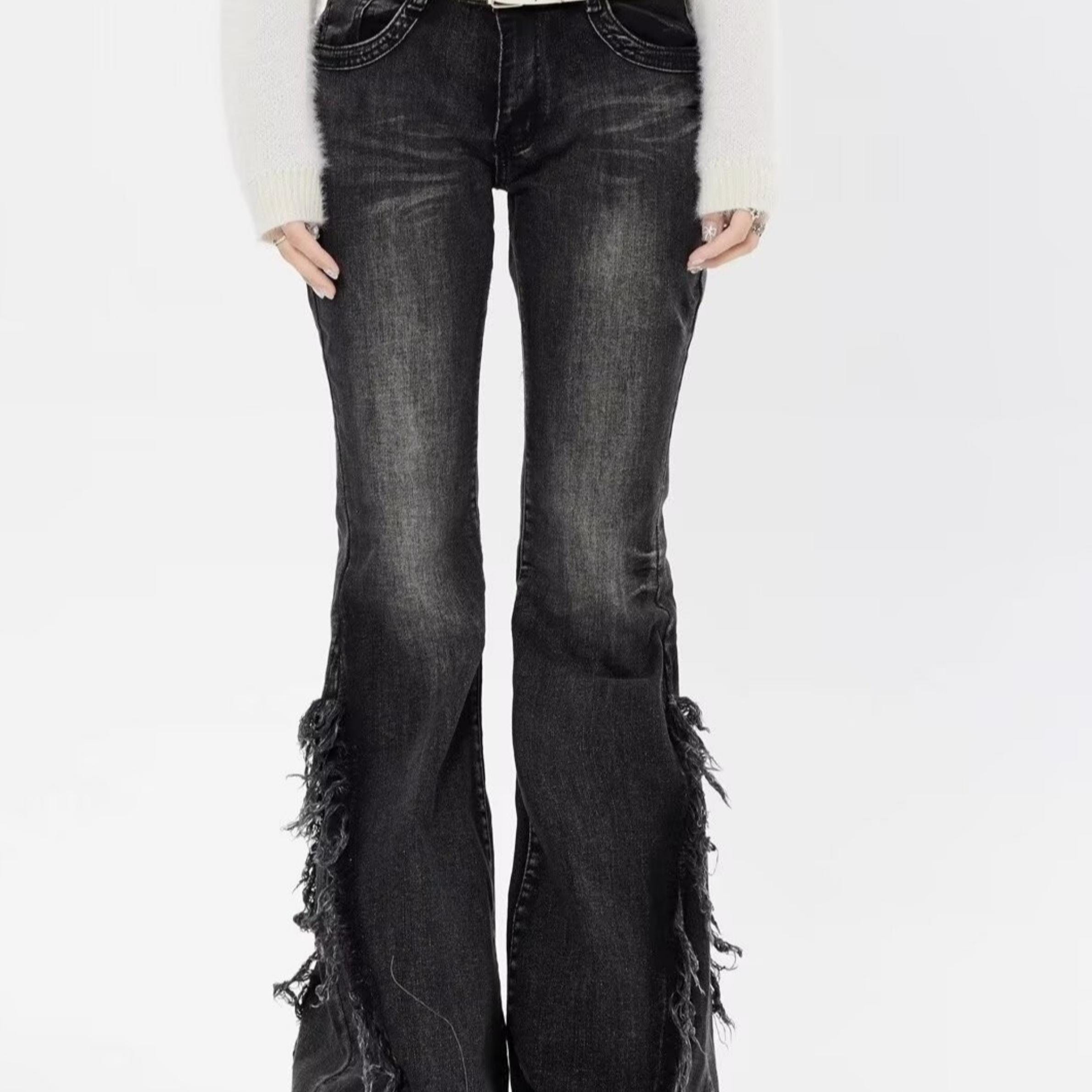 Denim Flared Jeans | Y2K Grunge Style | Streetwear Outfit | Alt