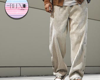 Men's Corduroy Pants | Relaxed Straight Leg Trousers | Casual Streetwear Winter Outfit