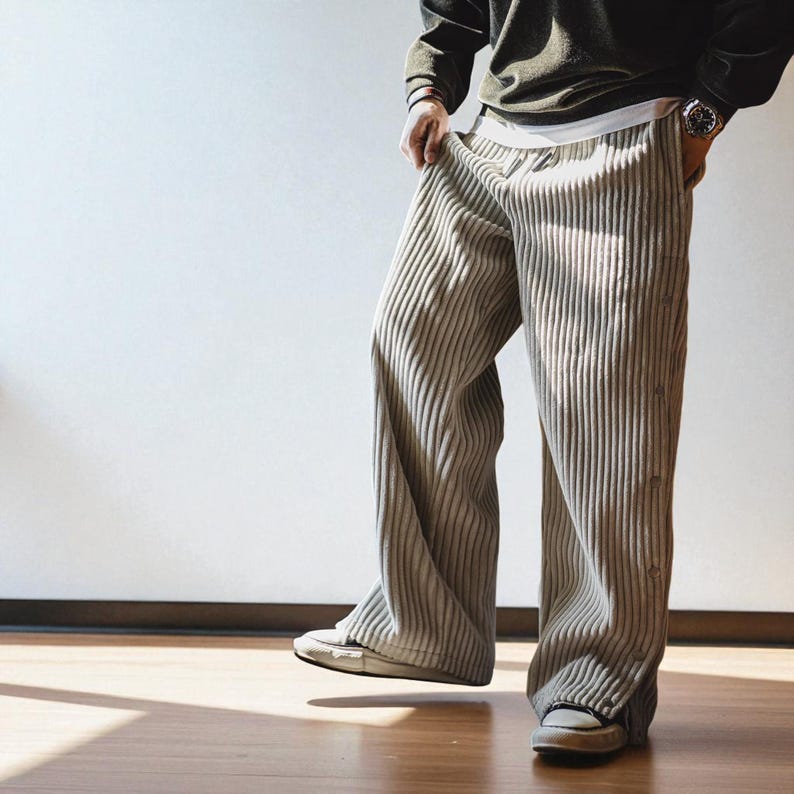 Men's Corduroy Pants | Relaxed Straight Leg Trousers | Casual ...