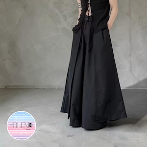 Oversized Layered Hakama Pants | Y2K Wide Leg Trousers | Dark Harajuku Streetwear