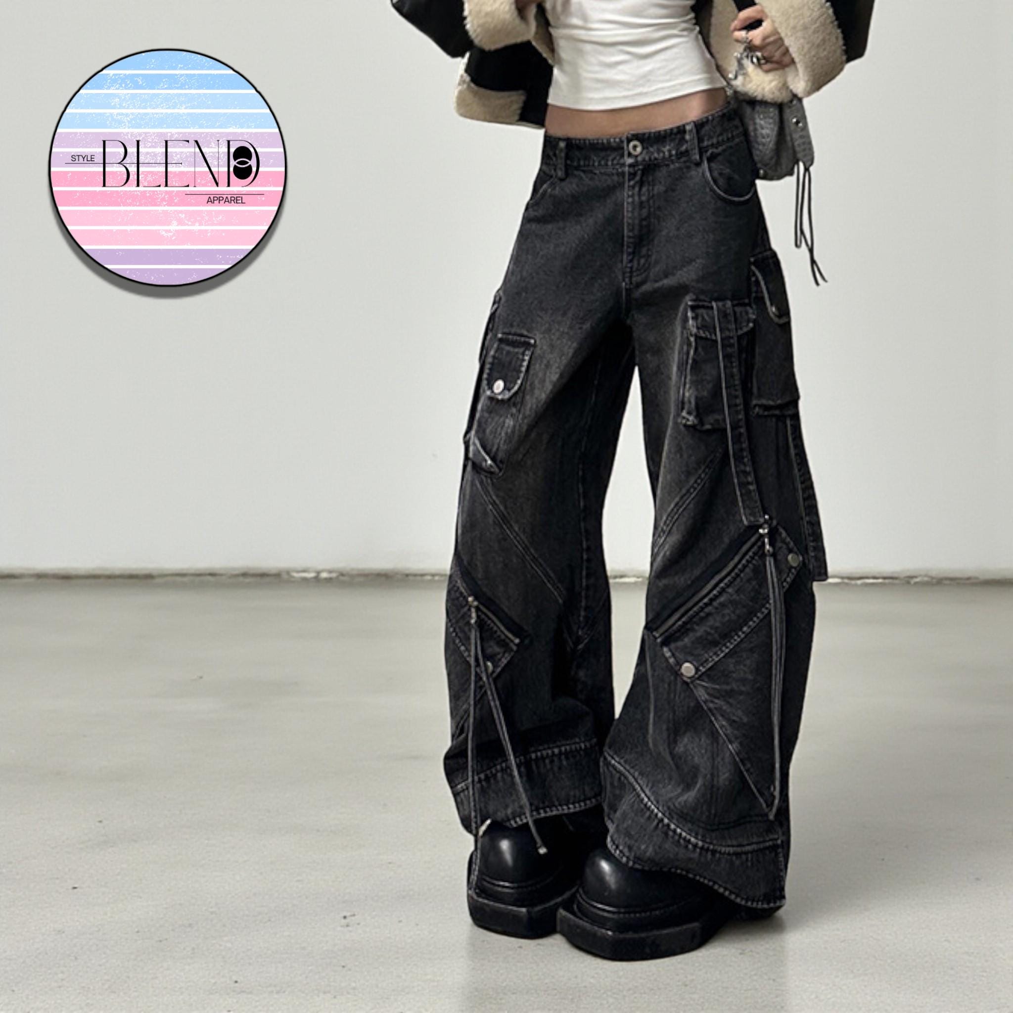 Baggy Cargo Pants | Oversized Loose Washed Denim Jeans