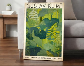 Gustav Klimt Tropical Greenery Exhibition Poster Canvas Wall Art, Art Nouveau Botanical Wall Decor, Gift For Art Lovers, Housewarming Gift
