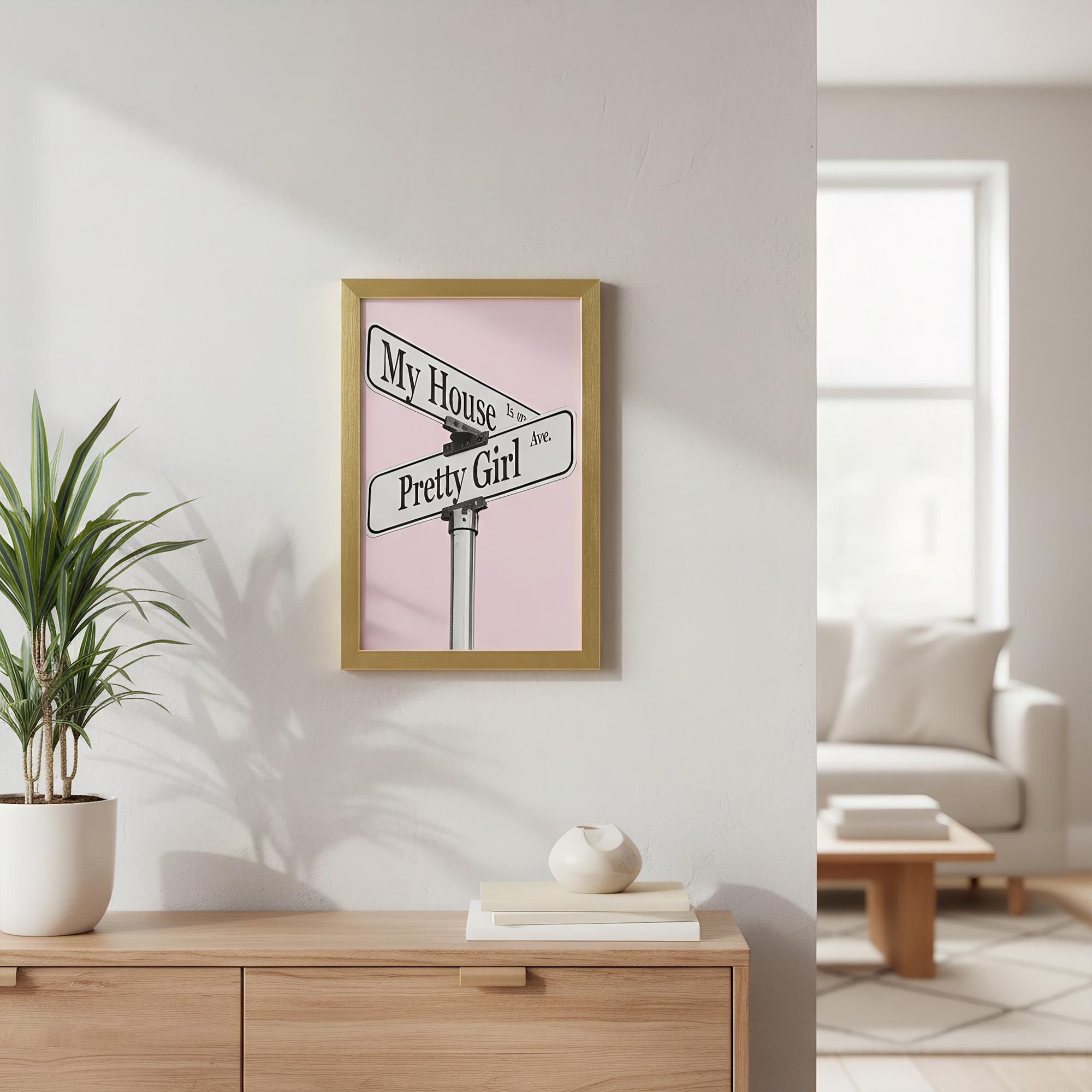 My House is on Pretty Girl Ave. Street Sign Canvas Wall Art, Pink Girly ...