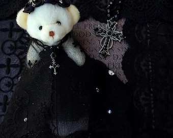 Gothic Bear Decor | Plush Bear Keychain | Alternative Gift