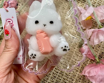 手づくりミニスクイーズ　うさぎとクマちゃん　一枚写真のセット 手作りのかわいいウサギのスクイーズ - Etsy 日本