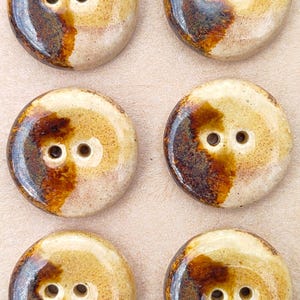 20 mm Warm Brown Helix Ceramic Buttons – Organic “Wabi Sabi” feel