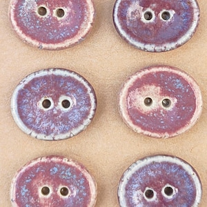 17 mm oval purple ceramic handcrafted buttons – Organic “Wabi Sabi” feel