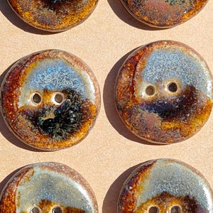 20 mm Warm Brown and Blue Grey Helix Ceramic Buttons – Organic “Wabi Sabi” feel