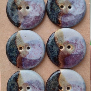 PRE-ORDER 24 mm Lilac, Purple and Brown Helix Ceramic Buttons – Organic “Wabi Sabi” feel