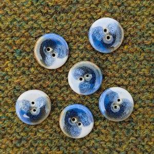 20 mm Palette of Blues Helix Ceramic Buttons – Organic “Wabi Sabi” feel
