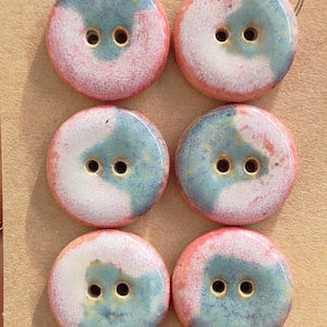 20 mm roze-blauwe rookkeramische knoppen – Organische “Wabi Sabi”-uitstraling
