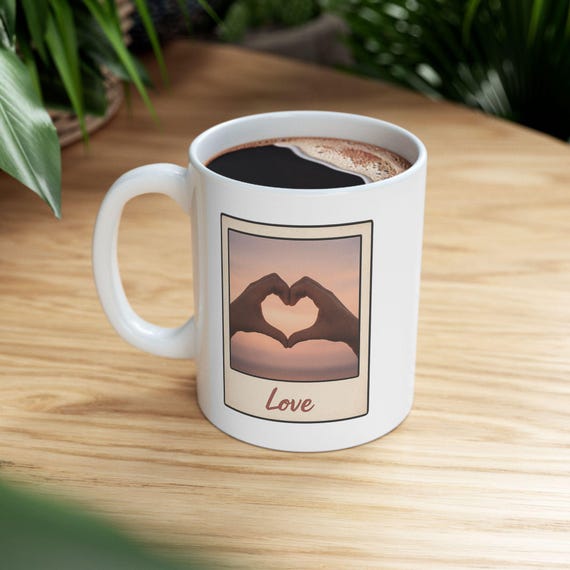 Love Ceramic Mug, Valentine's Day Gift, Heart Design Coffee Cup, Anniversary Present, Romantic Tea Mug, Birthday Gift Idea