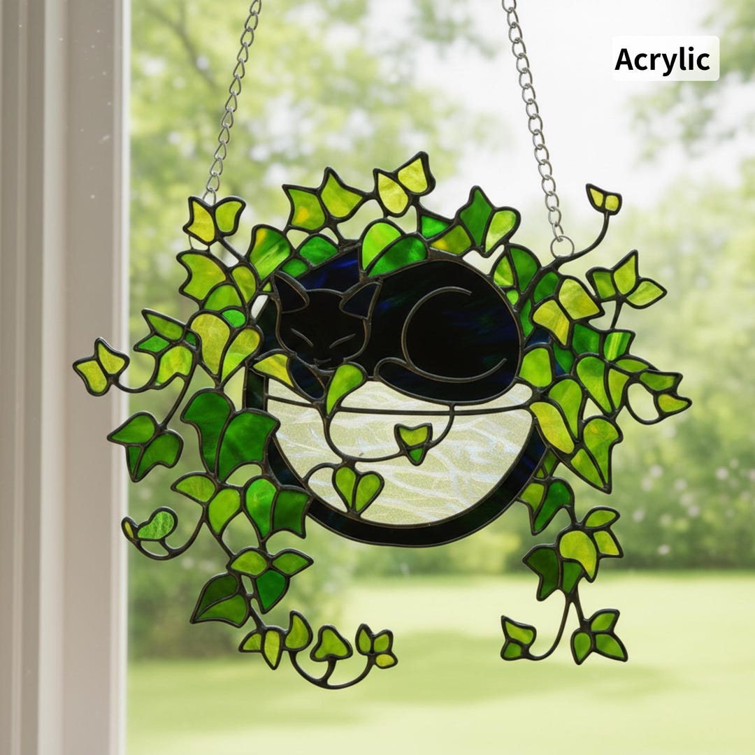 Custom Name Black Cat Moon Acrylic Suncatcher Cats Lover Gifts Window ...