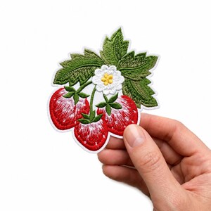 Custom Name Strawberry Patch, Fruit Embroidered for Jackets Hats, Cute Food Backpack Decor Gift, Nature Botanical for Garden, Gifts Floral
