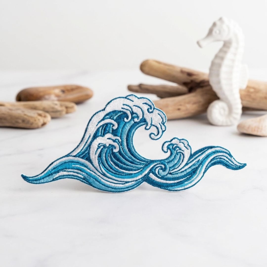 Custom Name Ocean Wave Embroidered Iron on Patch, Coastal Beach Lovers ...