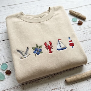 Sweat-shirt brodé personnalisé « Côtier », pull ras du cou « Homard », sweat à capuche « Amoureux des myrtilles » pour homme, cadeau idéal pour Noël (t-shirt de plage).