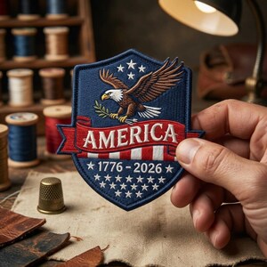 Custom Name America Eagle Patch, USA 1776 2026 Embroidered Iron On, Patriotic Gift, Independence Day 4th July, American Flag Freedom Gifts