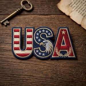 Custom Name USA Embroidered Patch, Patriotic Eagle Iron On, 250th USA Flag 4th of July Independence Day, Fathers Day Gifts Decor