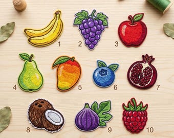 Custom Name Fruit Patch, Funny Embroidered Banana Coconut Lovers for Her, Food Clothing Decor, Colorful Summer Vacation Garden Decoration
