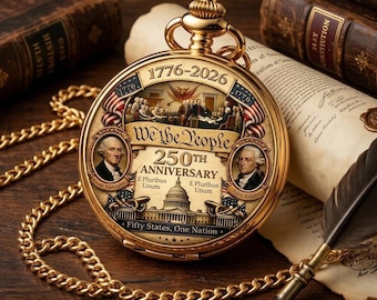 Orologio da tasca commemorativo per il 250° anniversario degli Stati Uniti / Cinquecentenario dell'America 1776-2026 / Regalo patriottico per veterani e appassionati di storia