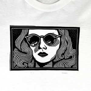 Gene Tierney - Leave Her To Heaven - Linocut - Block Print T - Shirt