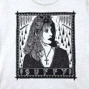 Buffy the Vampire Slayer linocut block print t shirt