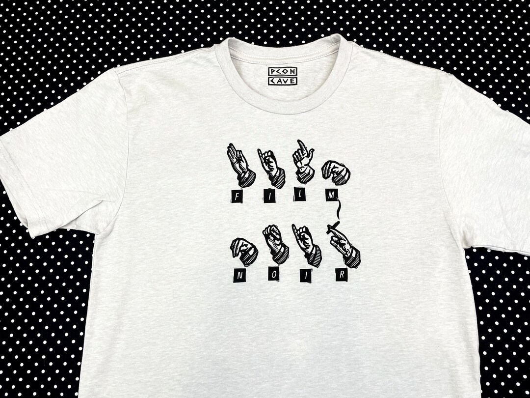 Film Noir Sign Language Smoking Linocut Block Print T Shirt Etsy