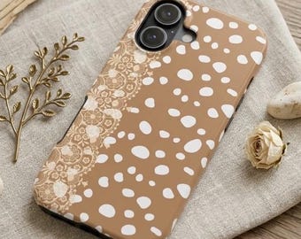 Cover per iPhone con stampa di cervo Bambi, cover per telefono in pizzo boho neutro
