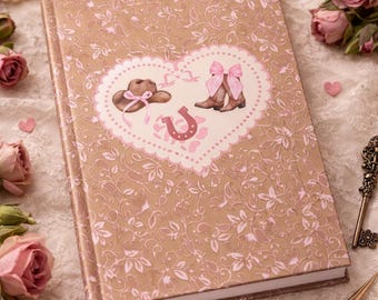 Giornale con copertina rigida e design a forma di cuore da cowgirl / Stivali western, cappello, ferro di cavallo