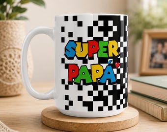 Tazza Super Papa Pop Art / Regalo per la Festa del Papà / Regalo di Compleanno / Regalo