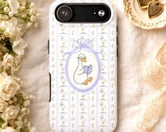 Custodia per telefono Reading Duck / Custodia protettiva a righe floreali pastello